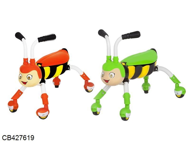 Small bees can slide riding a carriage with light music (Orange / green mix)