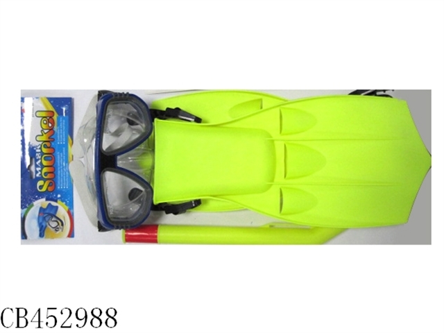 Swimming goggles + snorkel + frog shoes