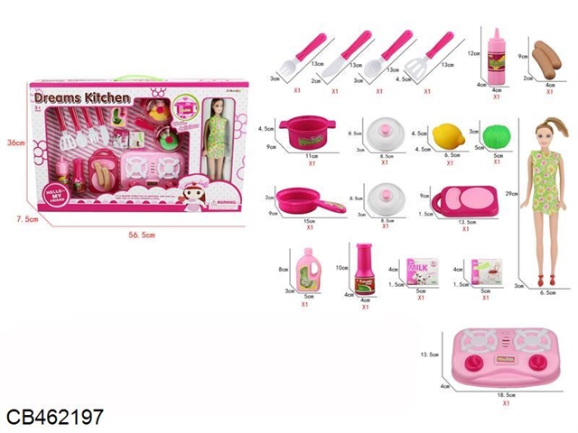 Tableware set with 19 Barbie dolls