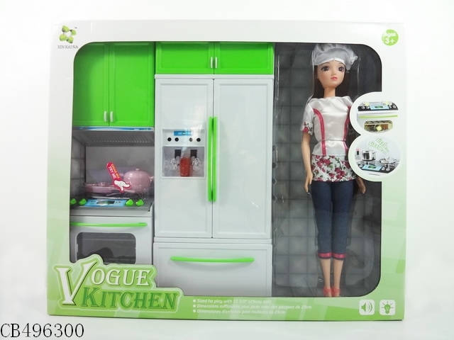 Light green kitchen with Barbie fashion music two mixed without paint