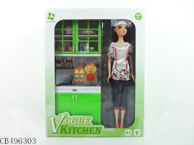 Green fashion kitchen with Barbie two mixed without paint