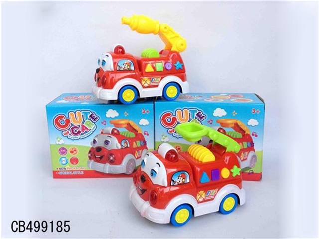 Cartoon fire truck 3 electric universal light and sound, real color wheel