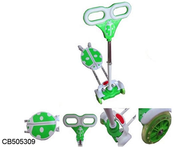 Frog beetle scooter (with light music) green, blue powder color