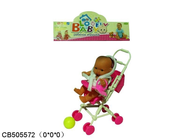 With clothes, Baby Doll Stroller set