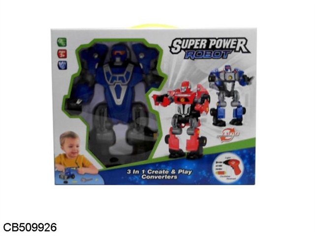 The blue robot is equipped with an electric drill and is not included in the 2*AAA