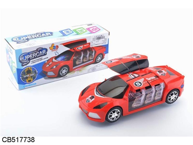 Electric 360 degree rotary double door 3D light music car