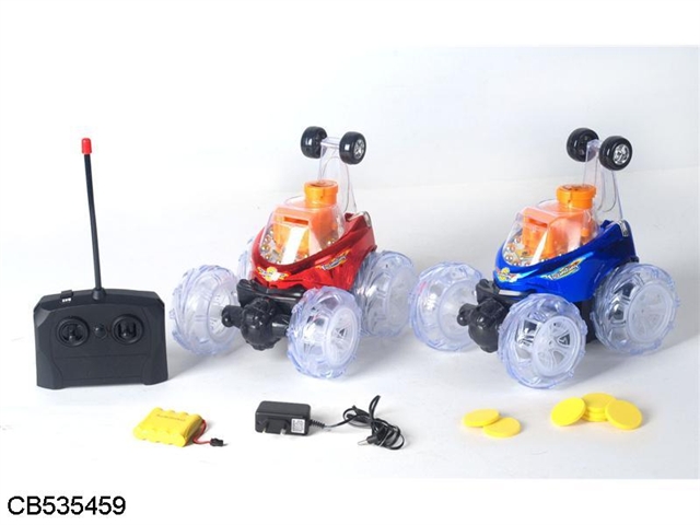 Flash stunt dumpers with music (the front wheel can rotate 360 degrees, standing and walking, playing soft bomb)