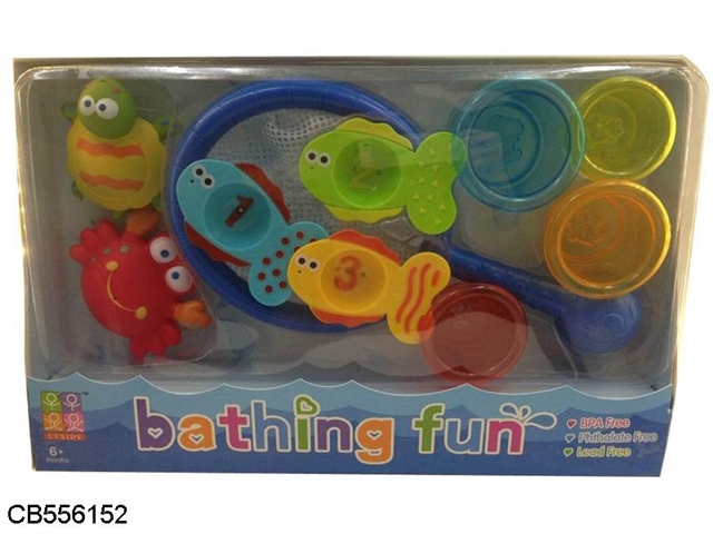 The bath toys (fish fish 3PCS 4PCS folding cup 2 soft water animal) 3 mixed