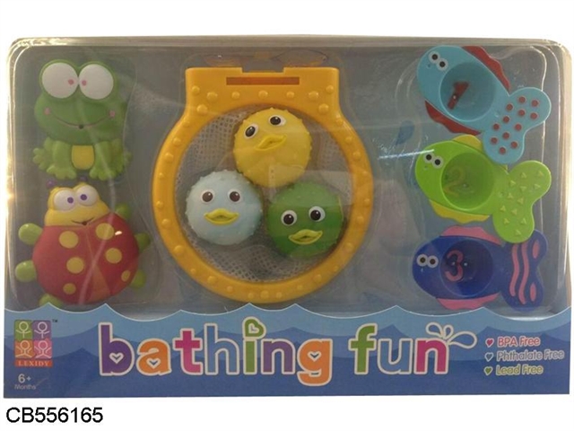 The bath toys (basketball board 3PCS fish 5 soft water animal) 3 mixed