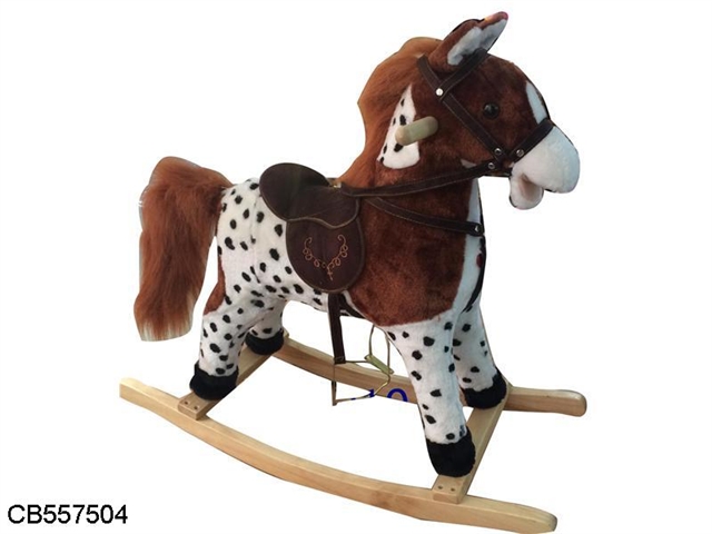 Wooden rocking horse hoofs with flashing cowboy sound (horse called mouth)