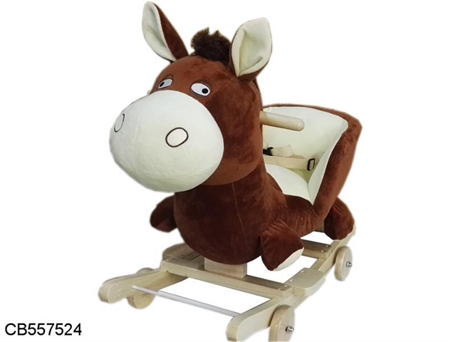 Wooden rocking chair with cartoon animal music (wheel)