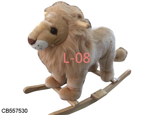 Wooden lion rocking horse with music