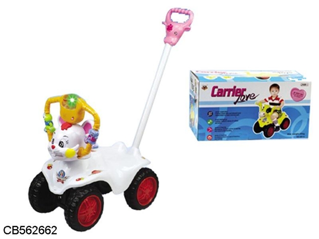 Light music cartoon rabbit glide stroller