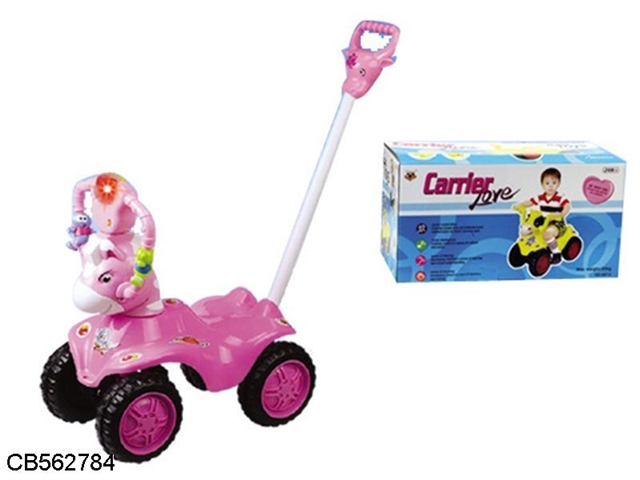 Light music cartoon horse glide stroller