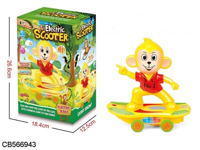 Electric scooter cartoon monkey