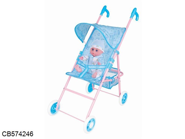 14 inch doll+universal hand baby cart shade (iron) EVA wheel