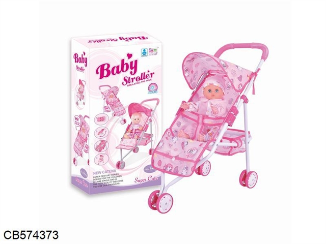 Baby stroller with 14 Inch 4 tone Doll (Bai Tie)