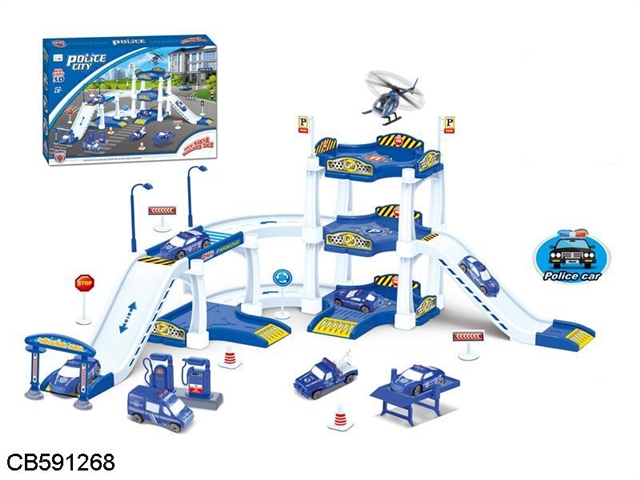 Police track car park with 3 aircraft, 1 car taxi