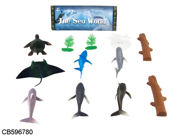 Underwater world animal set