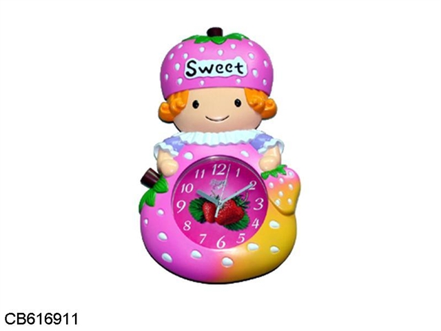 Strawberry girl big clock 2 colors mixed