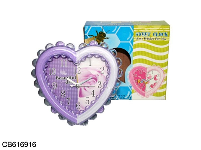 Transparent 5 colors mixed heart alarm clock