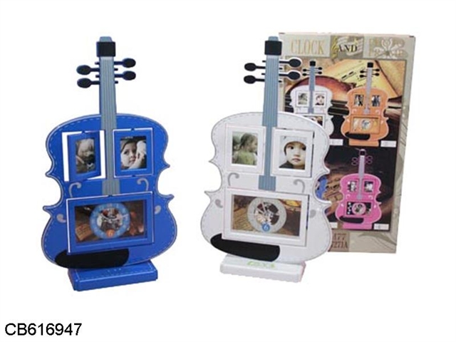 Violin card photo frame clock (5 inch +3 inch clock phase) 4 colors mixed