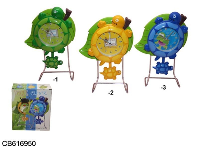 The little turtle leaves iron swing clock 3 colors mixed