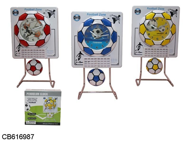 Soccer ball plate iron swing clock 3 colors mixed