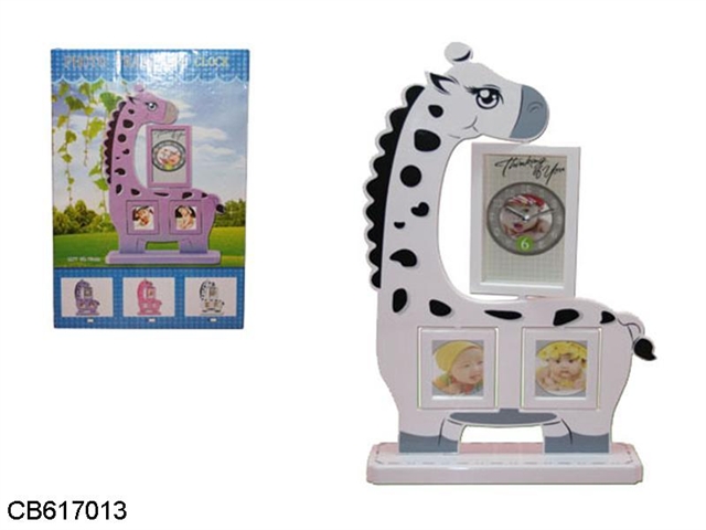 Giraffe card (5 inch photo frame clock alarm clock +2 3 inch photo 3 colors mixed)
