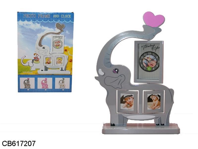 The elephant card photo frame clock (5 inch photo +2 3 inch photo 3 colors mixed)