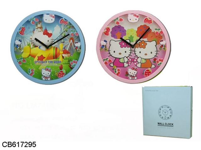 Round LT cat clock 2 colors mixed (patterned dial)