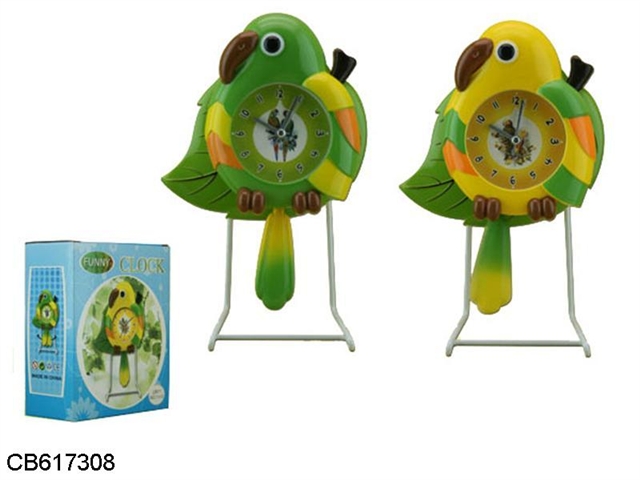 Small leaves parrot iron swing clock 2 colors mixed