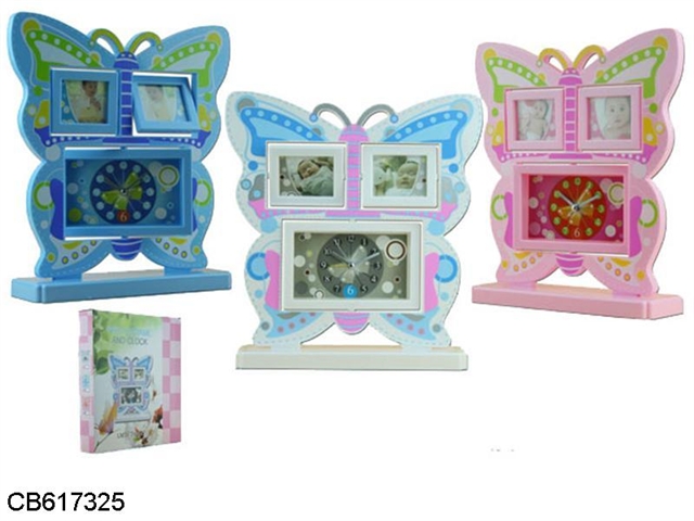 Butterfly card photo frame clock (five inch +2 three inch clock phase) 3 colors mixed