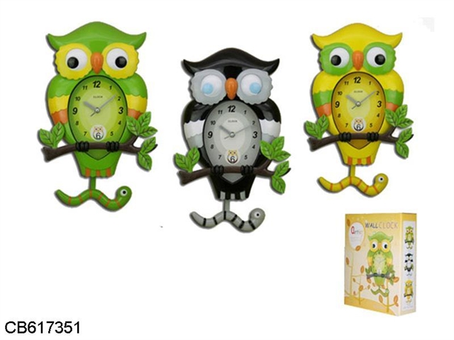 The owl swing clock 3 colors mixed