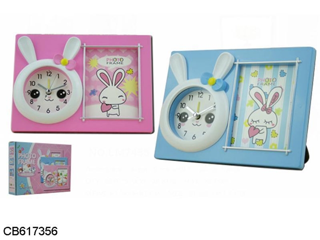 Rabbit five inch photo frame clock 2 colors mixed