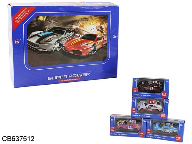 1: 55 return iron racing car (4 mixed packages, 36 pieces / box)