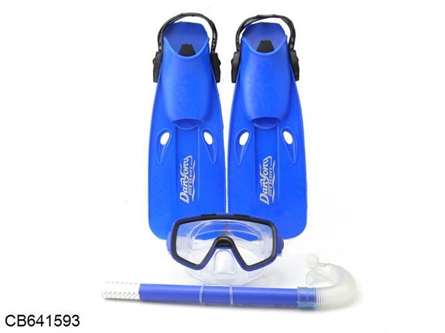 Swimming shoes + diving glasses + snorkel (S frog shoes) 2 colors mixed
