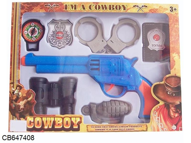 Solid color cowboy gun with 2 color telescope fired grenades