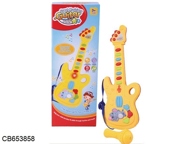 Electric guitar with light music with a microphone, 2 colors mixed