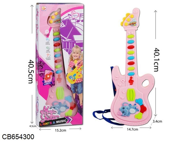 Electric guitar with light music with a microphone, 2 colors mixed