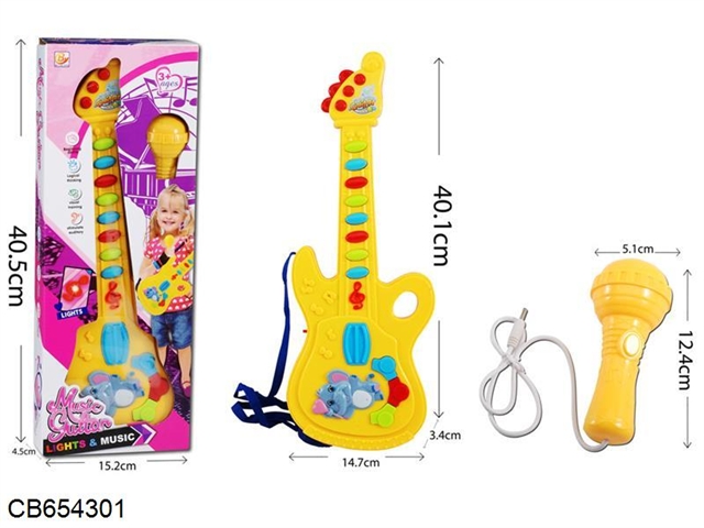 Electric guitar with light music with a microphone, 2 colors mixed