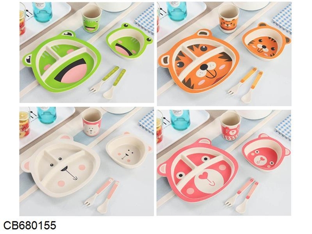 Bamboo fiber children s tableware suit