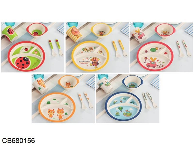 Five pieces of discs for bamboo fiber children s tableware