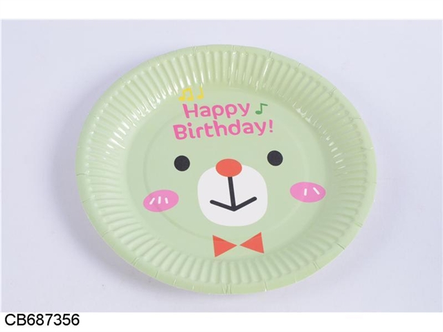 Birthday party green bear paper tray 6 Pack