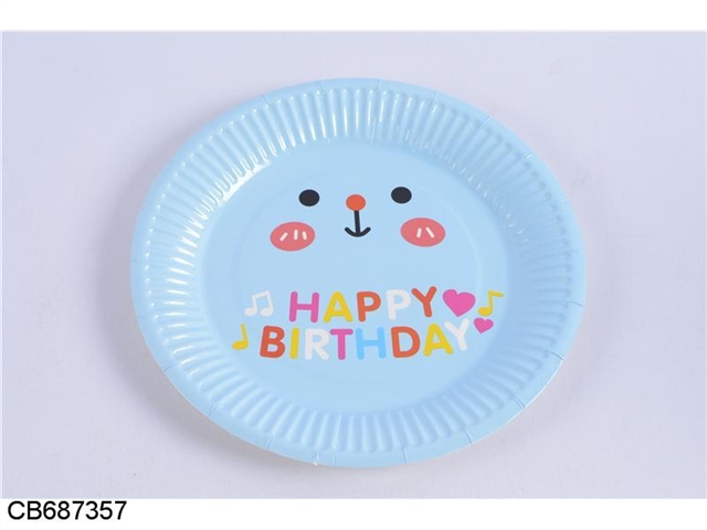 Birthday party, blue bear, paper plate, 6 Pack