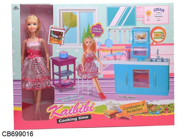 11.5-inch solid Barbie with kitchen set