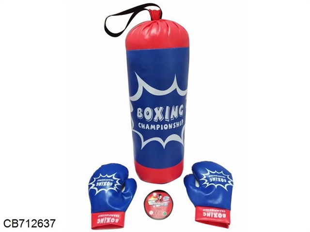Blue boxing gloves with sandbags