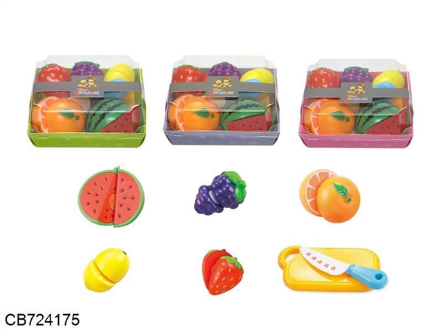 A piece of puzzle toys and fruits
