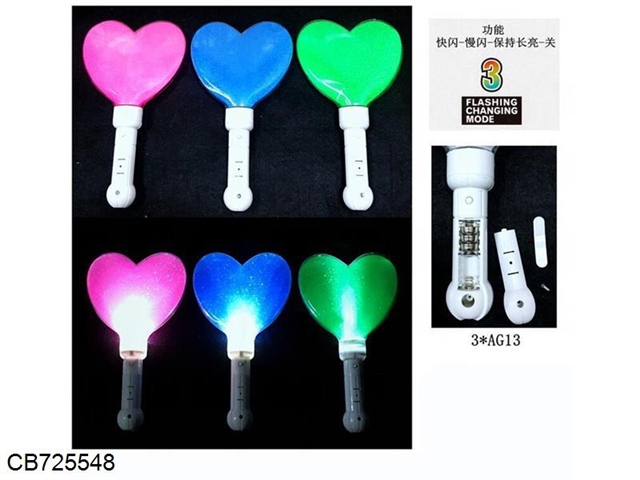 A heart shaped luminescent flash stick (three modes of light emitting) package