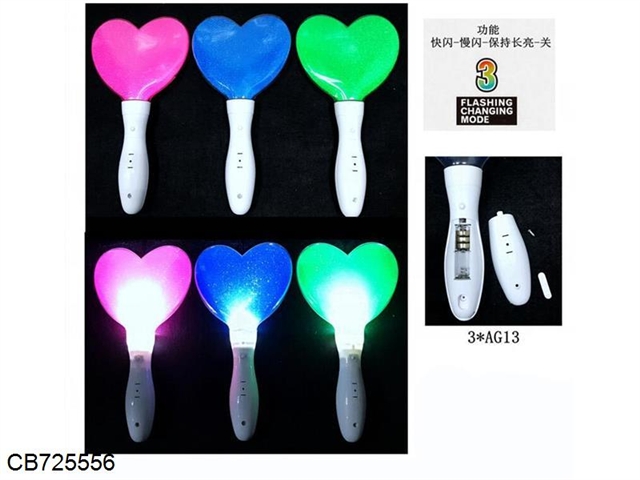 A heart shaped luminescent flash stick (three modes of light emitting) package